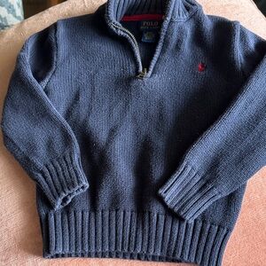 Polo by Ralph Lauren Navy Half-Zip Sweater with Red Pony Logo